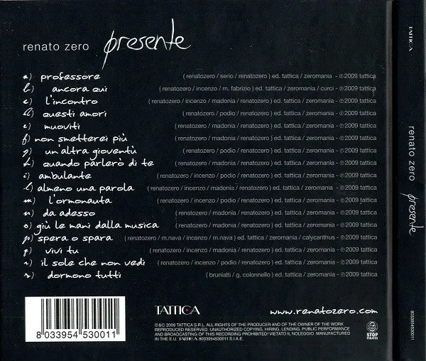 Renato Zero Presente CD album digipak