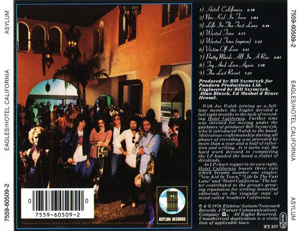Eagles Hotel California CD album country rock booklet