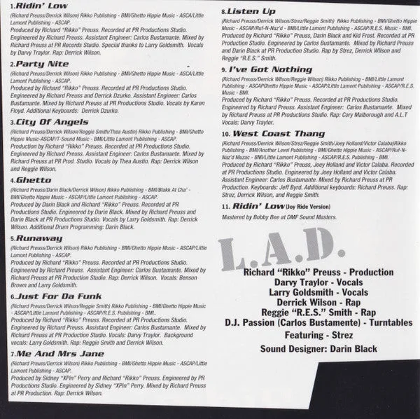 L.A.D. Ridin' Low CD album 1995