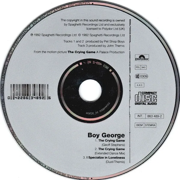 Boy George The Crying Game CD maxi singolo