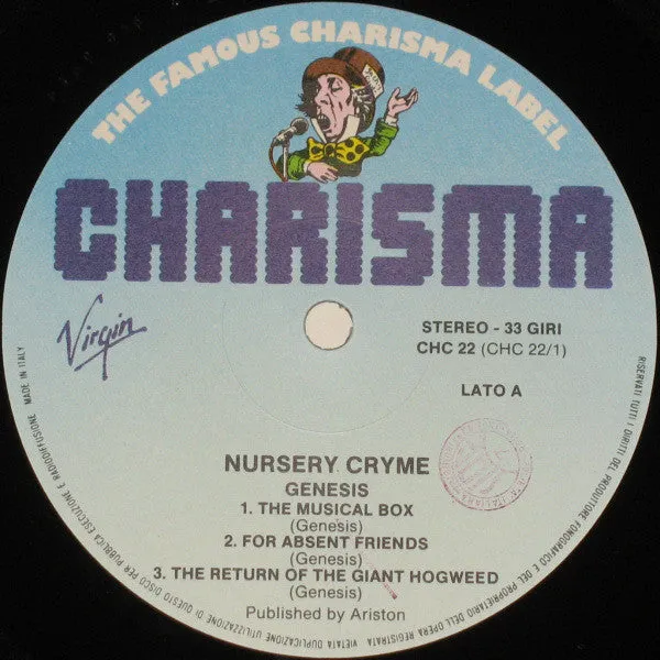Genesis Nursery Cryme LP ristampa prog rock NM