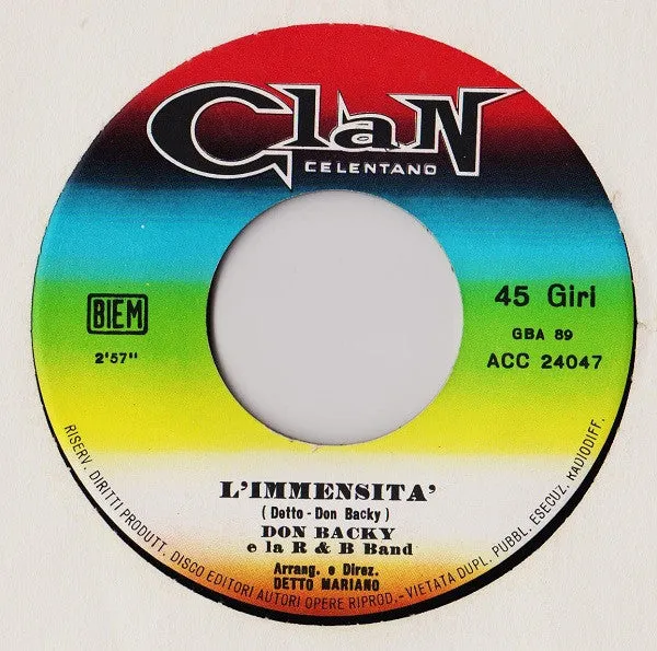 Don Backy L'Immensità vinile 7" Sanremo 1967
