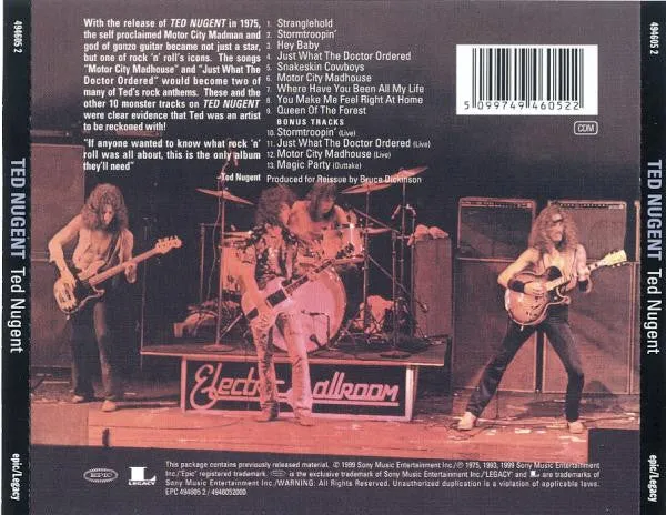 Ted Nugent Ted Nugent CD album remaster hard rock bonus live