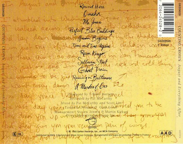Counting Crows August And Everything After CD MPO folk