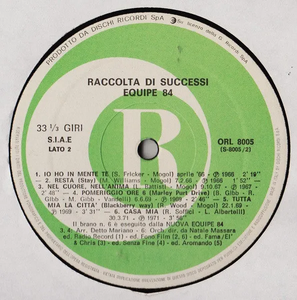 Equipe 84 Raccolta Di Successi LP vinile VG+ Ricordi