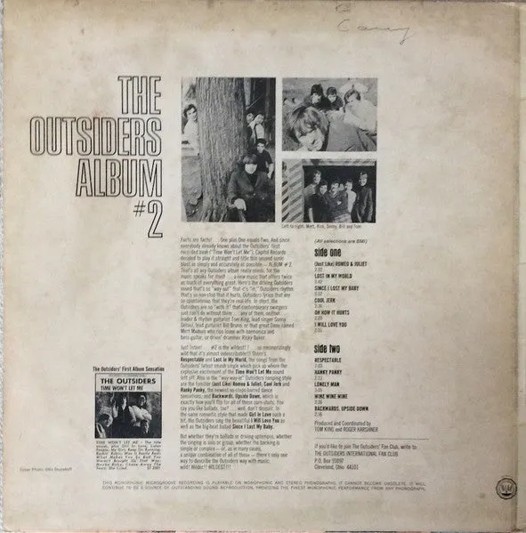 Outsiders Album #2 LP vinile usato rock anni 60