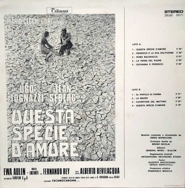 Ennio Morricone Questa Specie D'Amore vinile colonna sonora