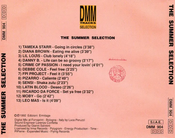 Various The Summer Selection CD mixed tech house garage 1992