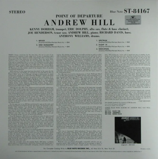 Andrew Hill Point Of Departure 2LP gatefold limitato