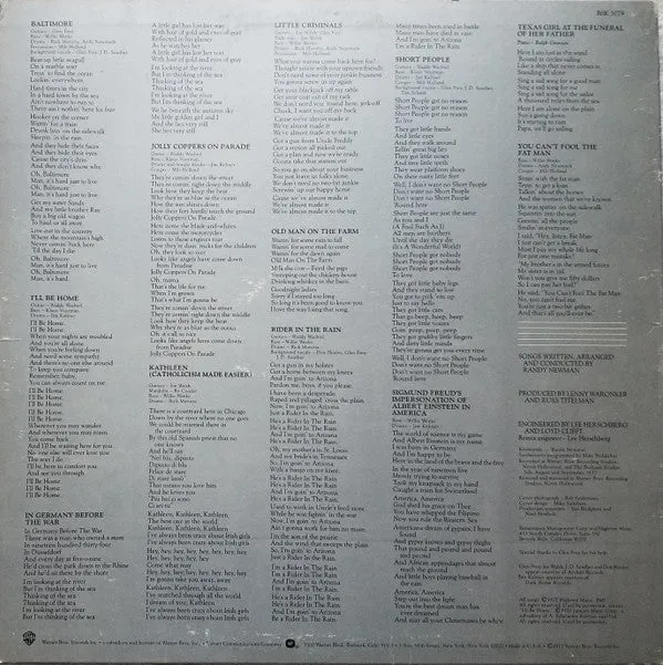 Randy Newman Little Criminals LP vinile 1977