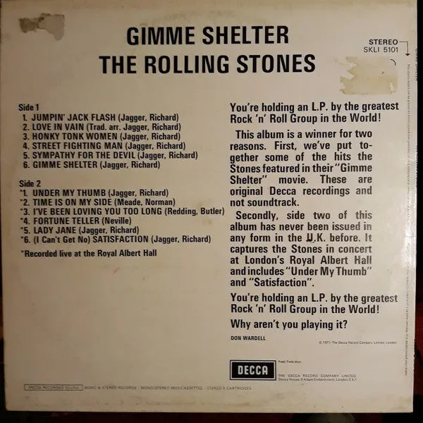 Rolling Stones Gimme Shelter LP compilation vinile italiano NM