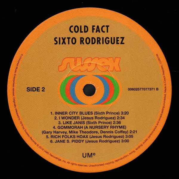 Sixto Rodriguez Cold Fact vinile LP ristampa 2019