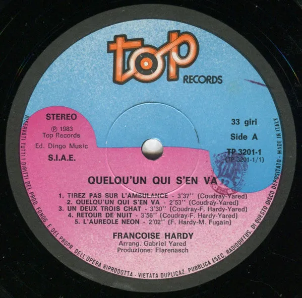 Françoise Hardy Quelqu'un Qui S'en Va vinile LP usato NM