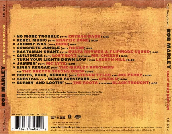 Bob Marley Chant Down Babylon CD album duetti