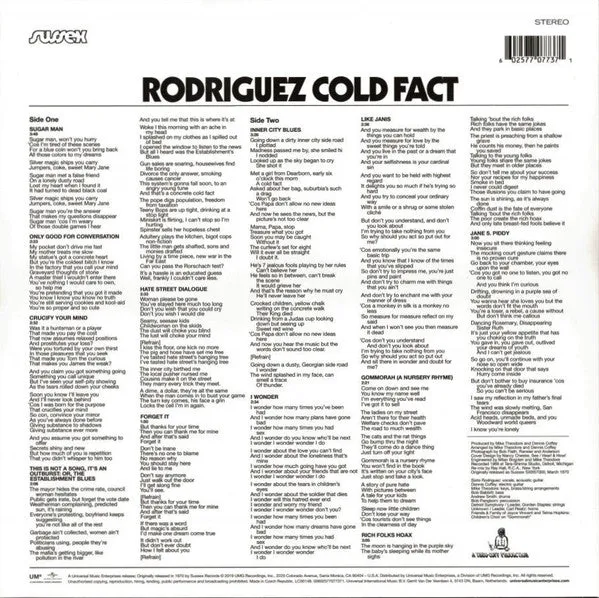 Sixto Rodriguez Cold Fact vinile LP ristampa 2019