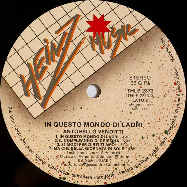 Antonello Venditti In Questo Mondo Di Ladri LP vinile 1988