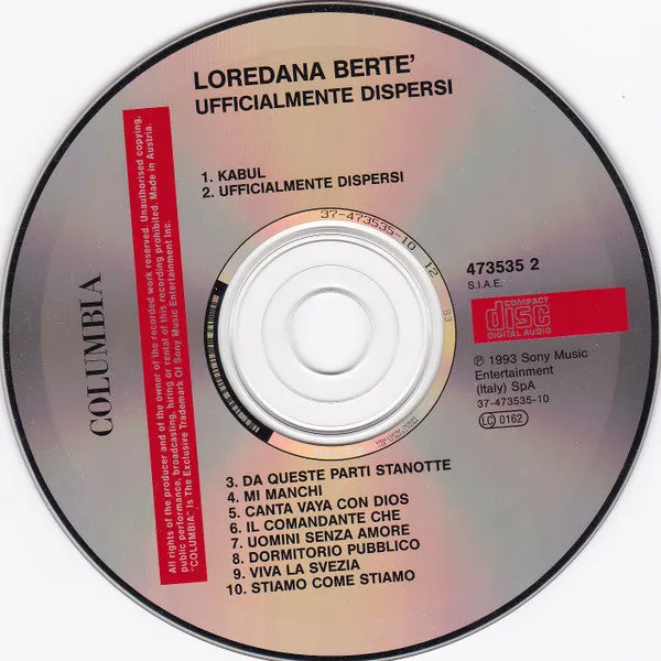Loredana Bertè Ufficialmente Dispersi CD album 1993