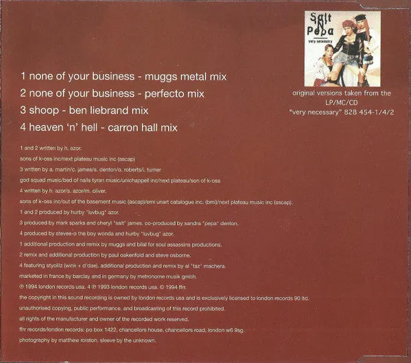 Salt'N'Pepa None Of Your Business CD singolo VG+
