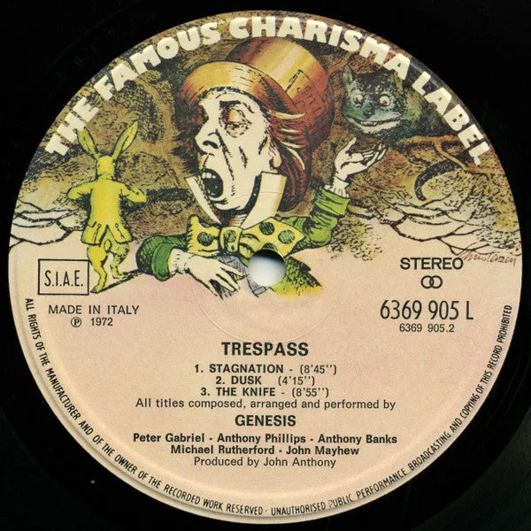 Genesis Trespass vinile LP ristampa italiana prog