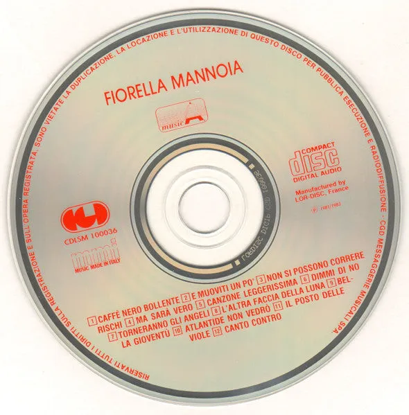 Fiorella Mannoia CD raccolta 1988 pop