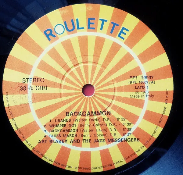 Art Blakey Backgammon LP hard bop NM 1976 Italia