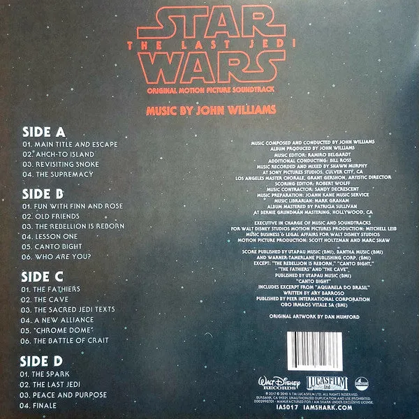 John Williams Star Wars Last Jedi 2LP vinile colorato