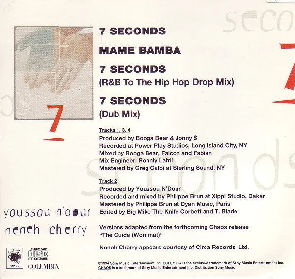 Youssou N'Dour Neneh Cherry 7 Seconds CD maxi