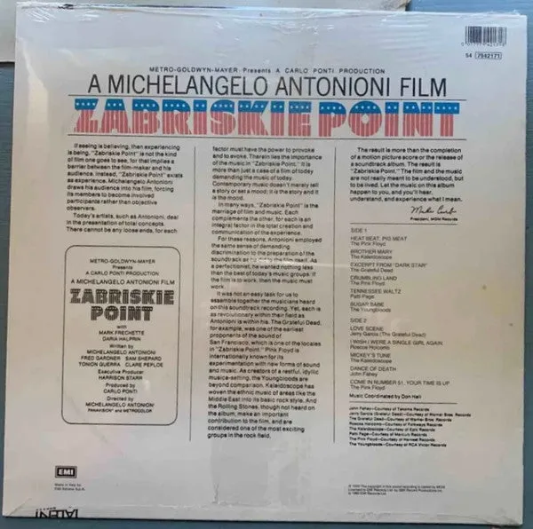 Zabriskie Point colonna sonora vinile LP ristampa