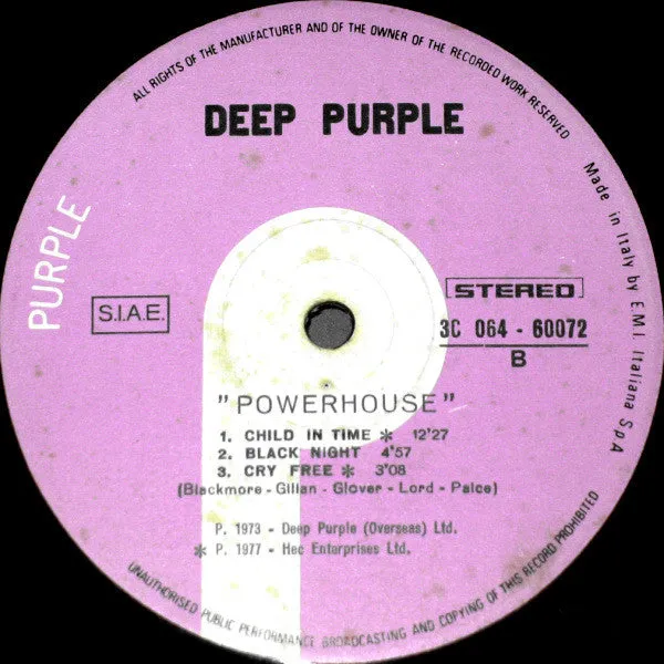 Deep Purple Powerhouse LP vinile usato VG+ Italia 1978