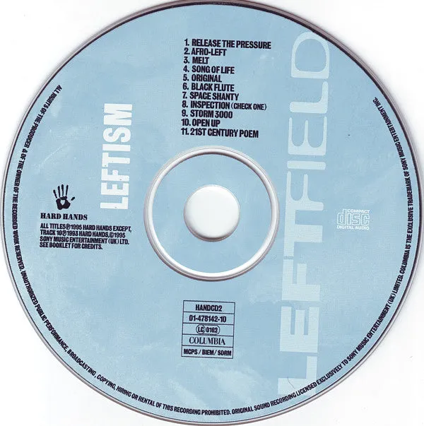 Leftfield Leftism CD album progressive house ristampa VG+