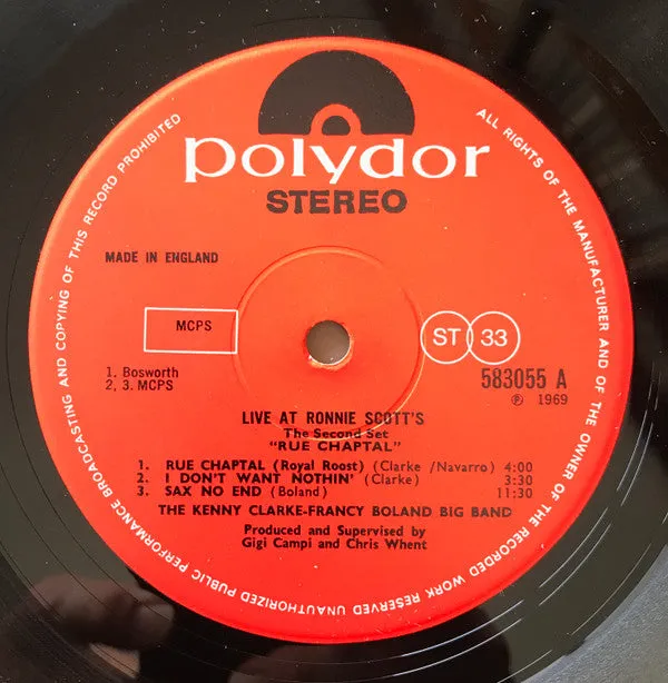 Kenny Clarke Francy Boland Live at Ronnie's LP big band VG