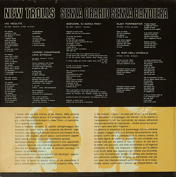 New Trolls Senza Orario Senza Bandiera vinile LP gatefold