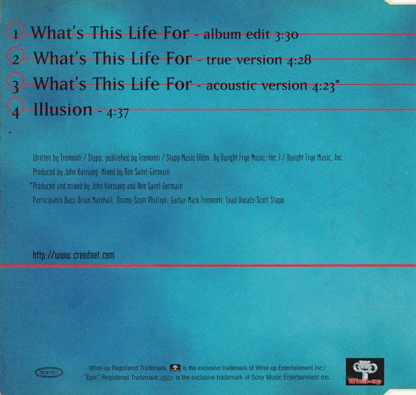 Creed What’s This Life For CD maxi alternative rock slimline