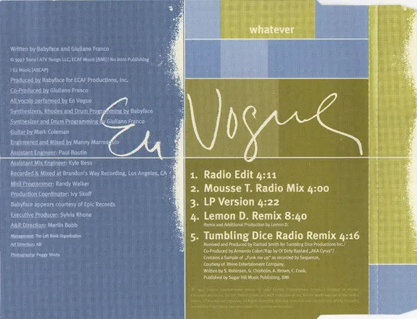 En Vogue Whatever cd maxi singolo remix molto buono