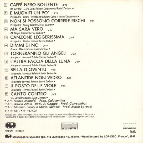 Fiorella Mannoia CD raccolta 1988 pop