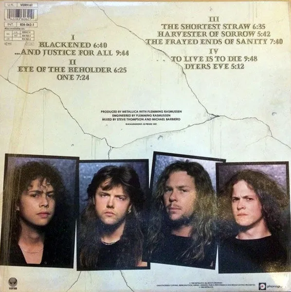 Metallica And Justice For All 2xLP usato VG+ thrash