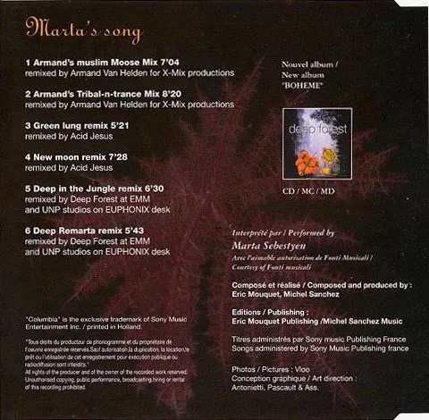 Deep Forest Marta's Song Remixes CD maxi VG+