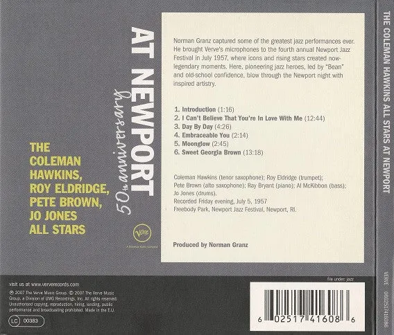 Coleman Hawkins At Newport CD album Verve 2007 usato