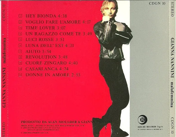 Gianna Nannini Malafemmina CD album VG italodance