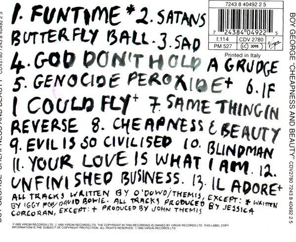 Boy George Cheapness And Beauty CD usato pop rock