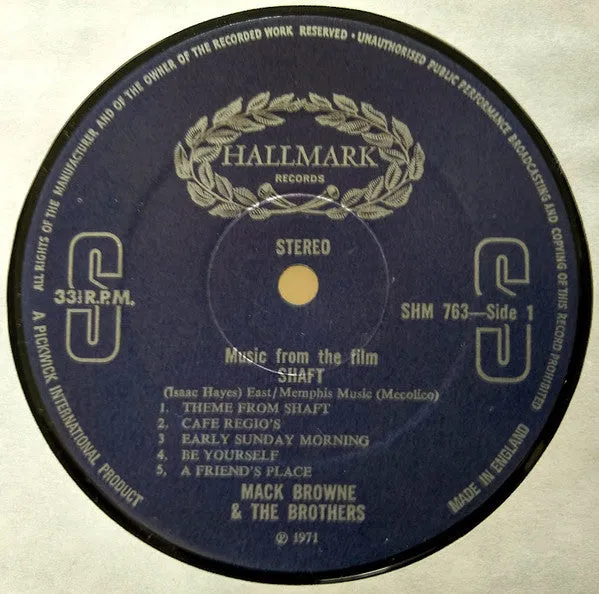 Mack Browne Shaft Music From Movie LP VG+ soul
