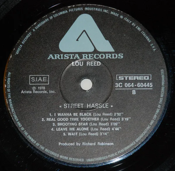 Lou Reed Street Hassle LP vinile edizione Italia NM