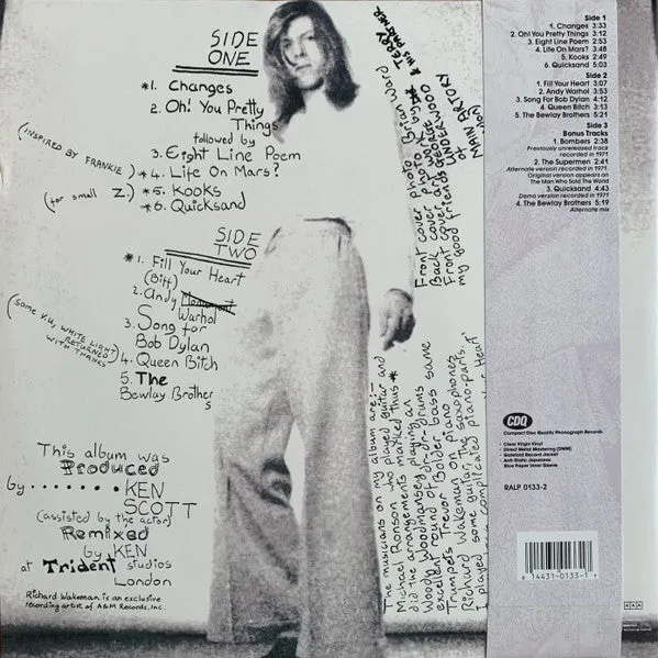David Bowie Hunky Dory LP colorato ristampa bonus 1990