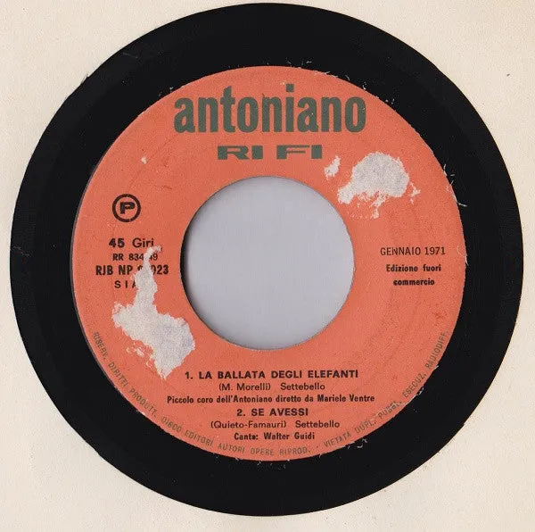 Piccolo Coro Antoniano Ballata Elefanti 7" promo VG