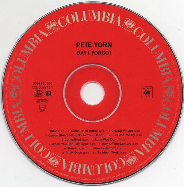 Pete Yorn Day I Forgot CD enhanced rock