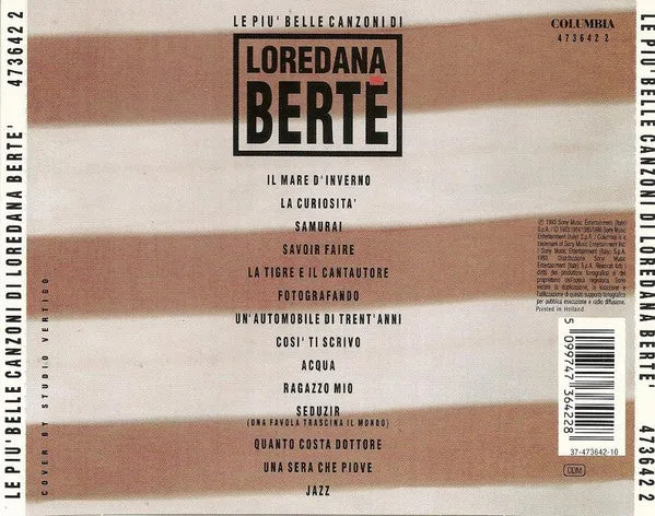Loredana Bertè Le Più Belle Canzoni CD raccolta