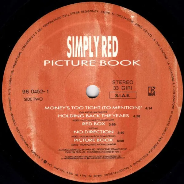 Simply Red Picture Book LP vinile 1985 soul