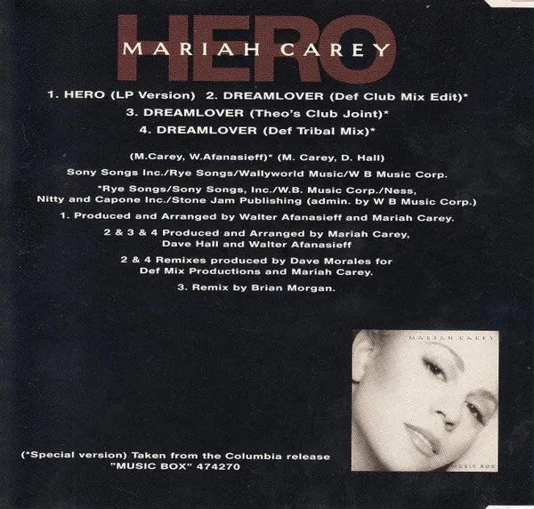 Mariah Carey Hero CD maxi remix 1993