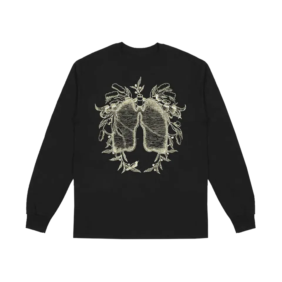 Gothic Lungs maglia manica lunga nera in cotone