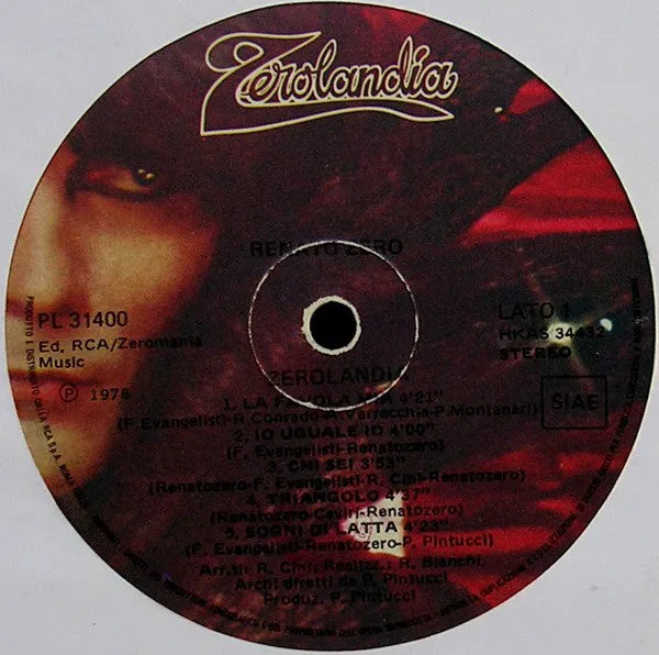 Renato Zero Zerolandia LP vinile 1978 pop rock gatefold